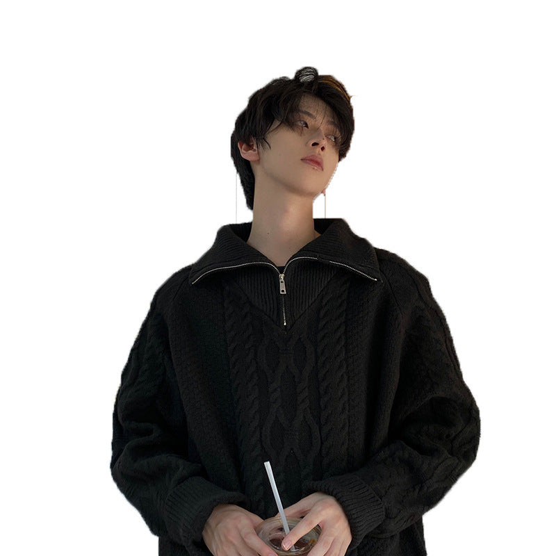 Men's High Collar High-grade Lazy Oversize Autumn Winter Sweater Coat