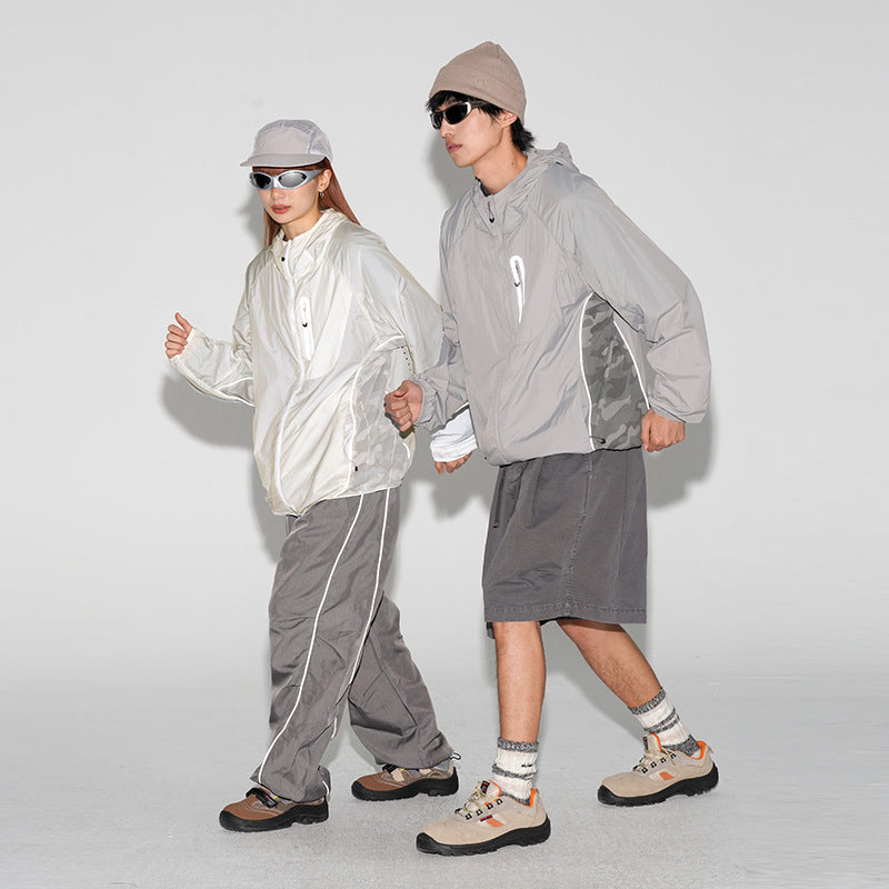 Outdoor Casual Light Thin Sun Protection Coat Camouflage Stitching