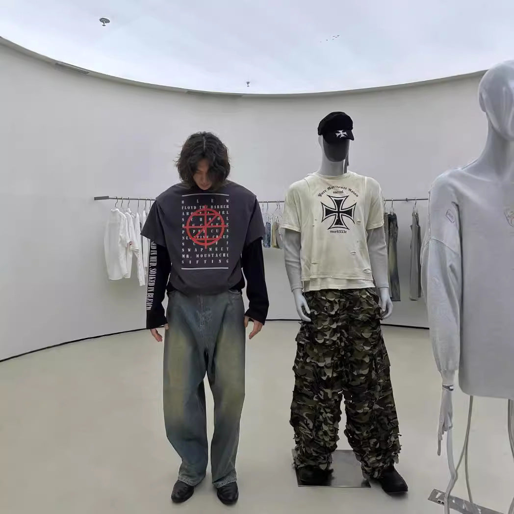 Male Personality Totem Letter Print Sweatshirt