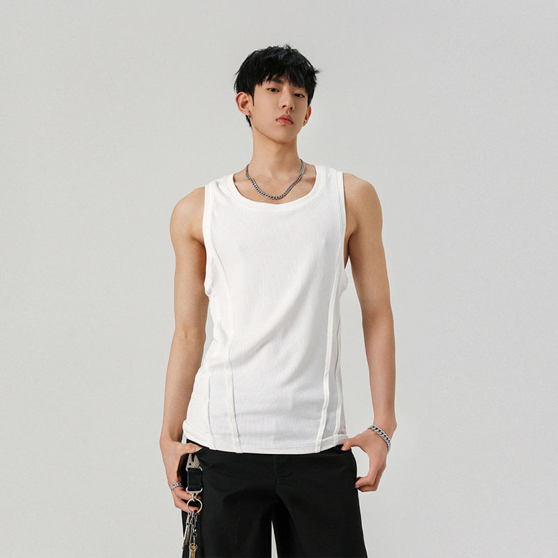White Ice Silk Vest Men's Cool Feeling Sports Sleeveless T-shirt