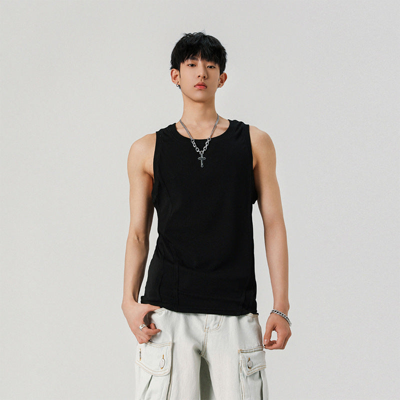 White Ice Silk Vest Men's Cool Feeling Sports Sleeveless T-shirt