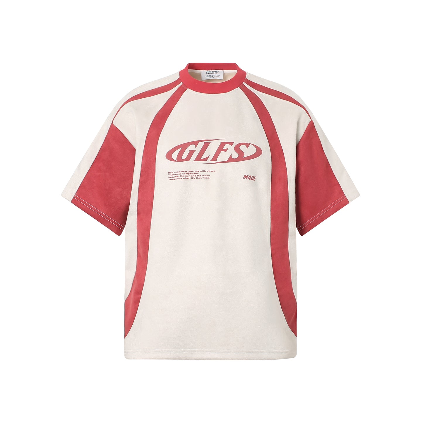 Summer Letters High-grade Design Men's Loose Deconstructed Suede Short-sleeved T-shirt