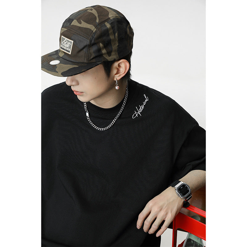 Three-dimensional Patchwork Short-sleeved T-shirt Men's Summer New Loose