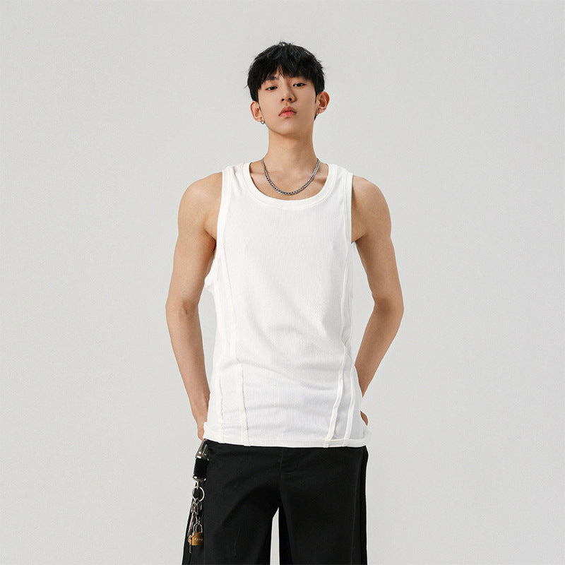 White Ice Silk Vest Men's Cool Feeling Sports Sleeveless T-shirt