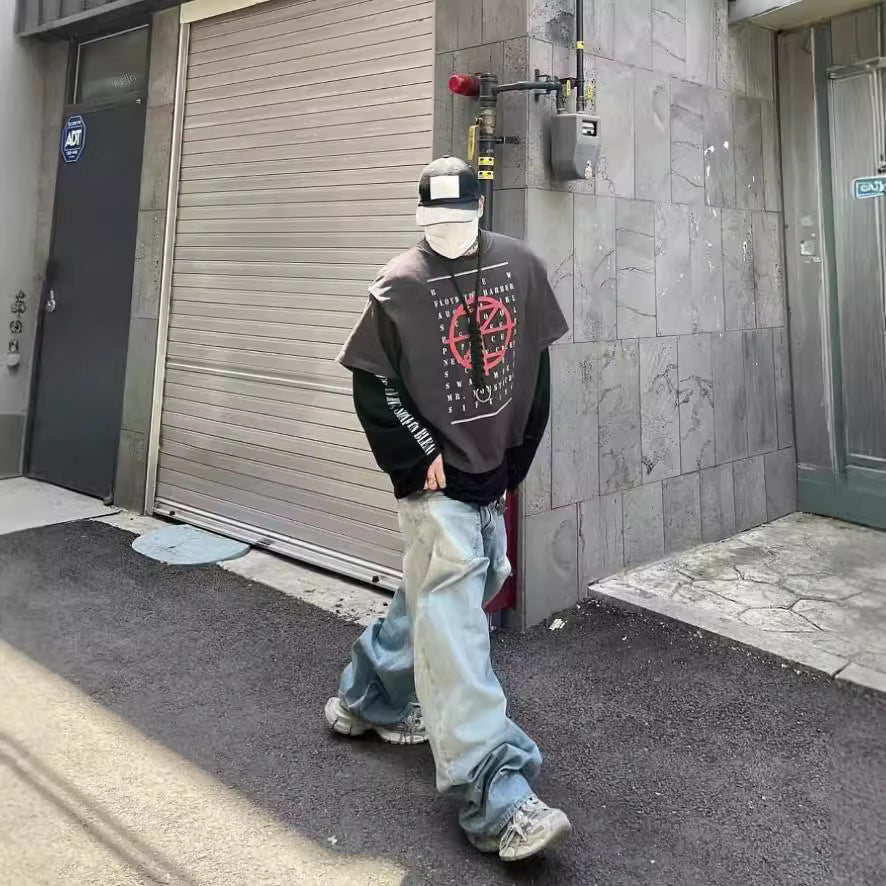 Male Personality Totem Letter Print Sweatshirt