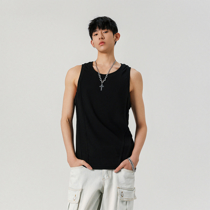 White Ice Silk Vest Men's Cool Feeling Sports Sleeveless T-shirt