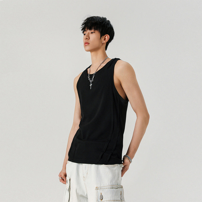 White Ice Silk Vest Men's Cool Feeling Sports Sleeveless T-shirt