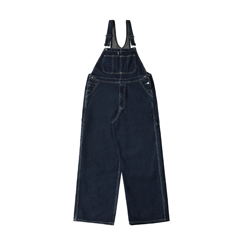 Men's Japanese-style Retro Casual Straight-leg Working Bib Top Pants