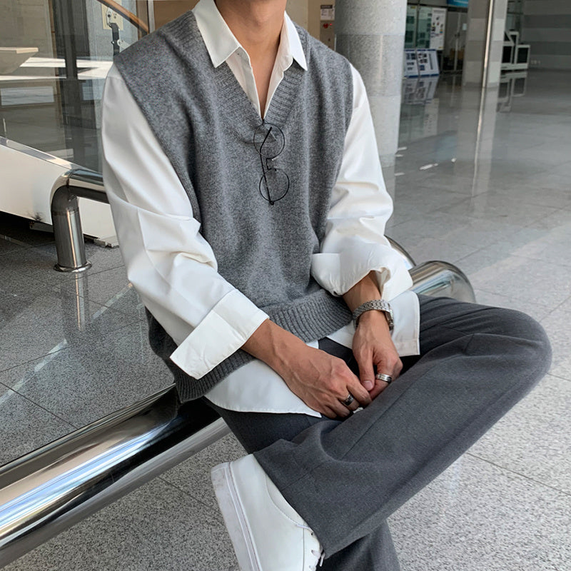 Personalized V-neck Sweater Vest And Loose Waistcoat