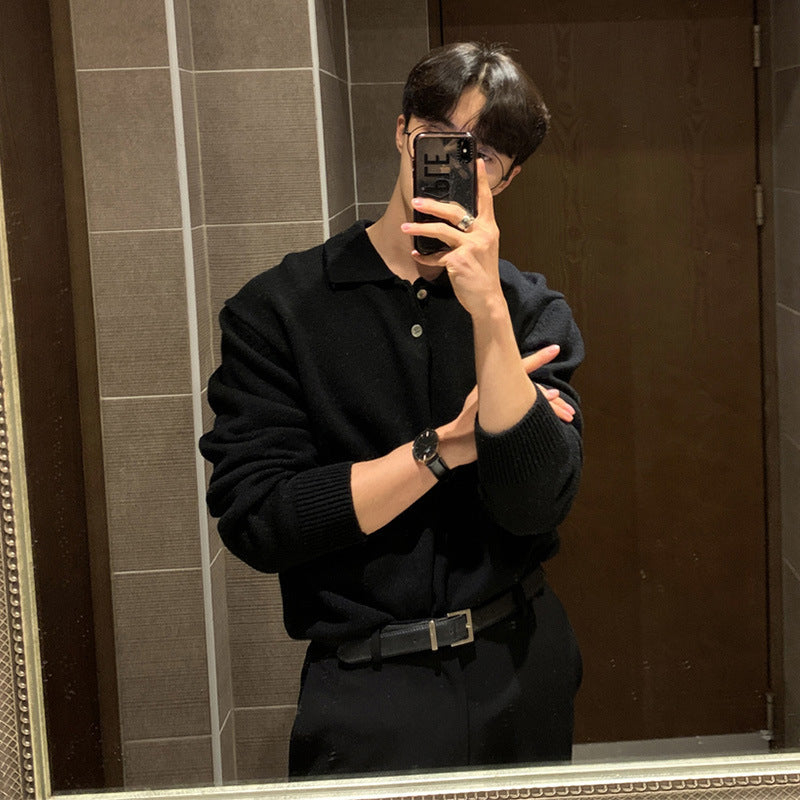 Men's Lapel Loose Korean Style Bottoming Sweater Top