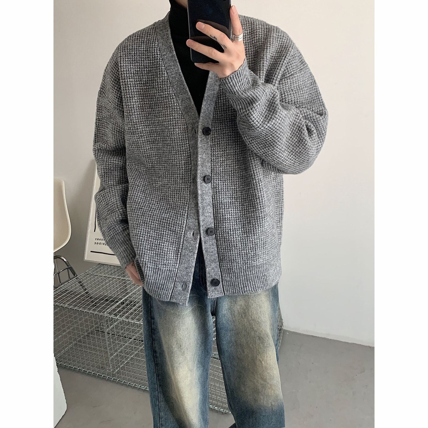 Men's Light Business Commute Solid Color Knitted Jacket