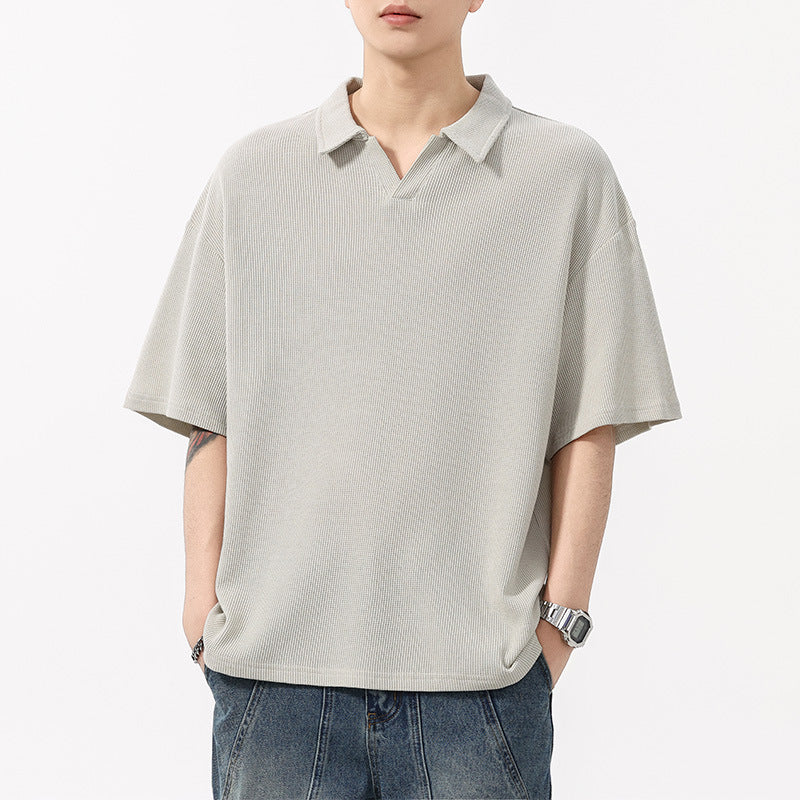 Fashion Simple Polo Shirt Loose Comfortable Men's T-shirt