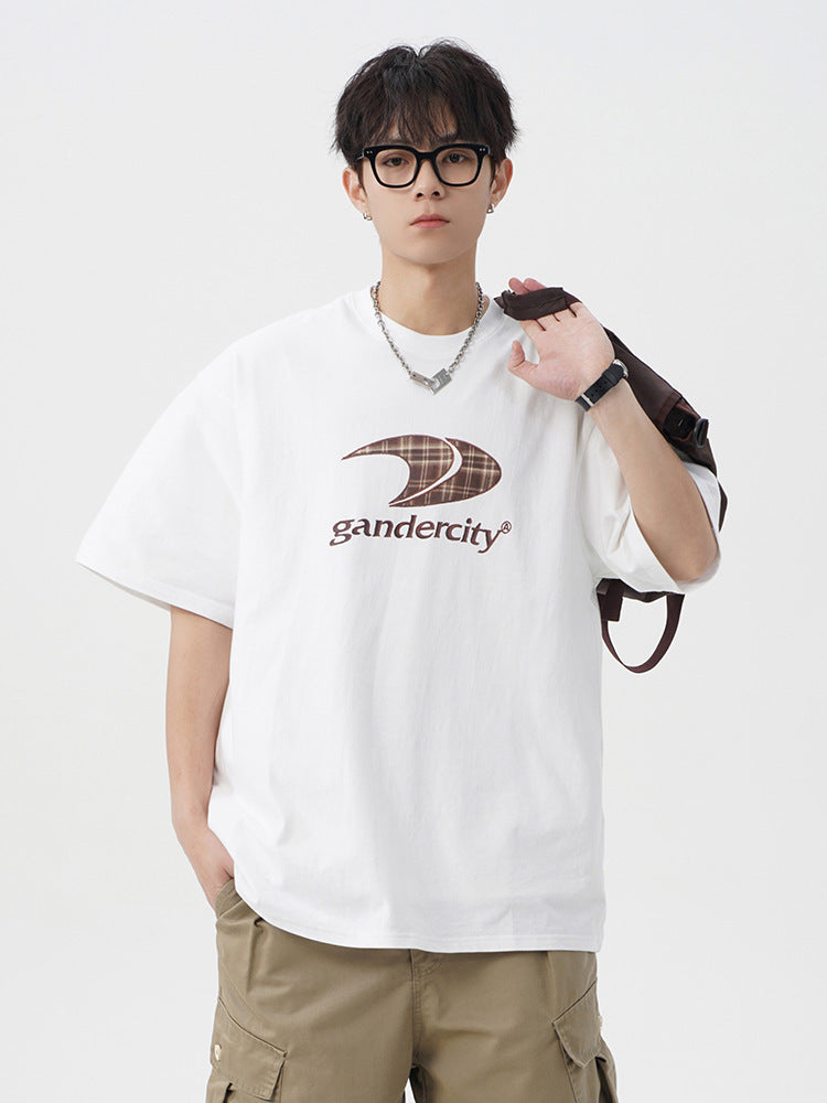 Retro Contrast Color Check Printed T-shirt For Men