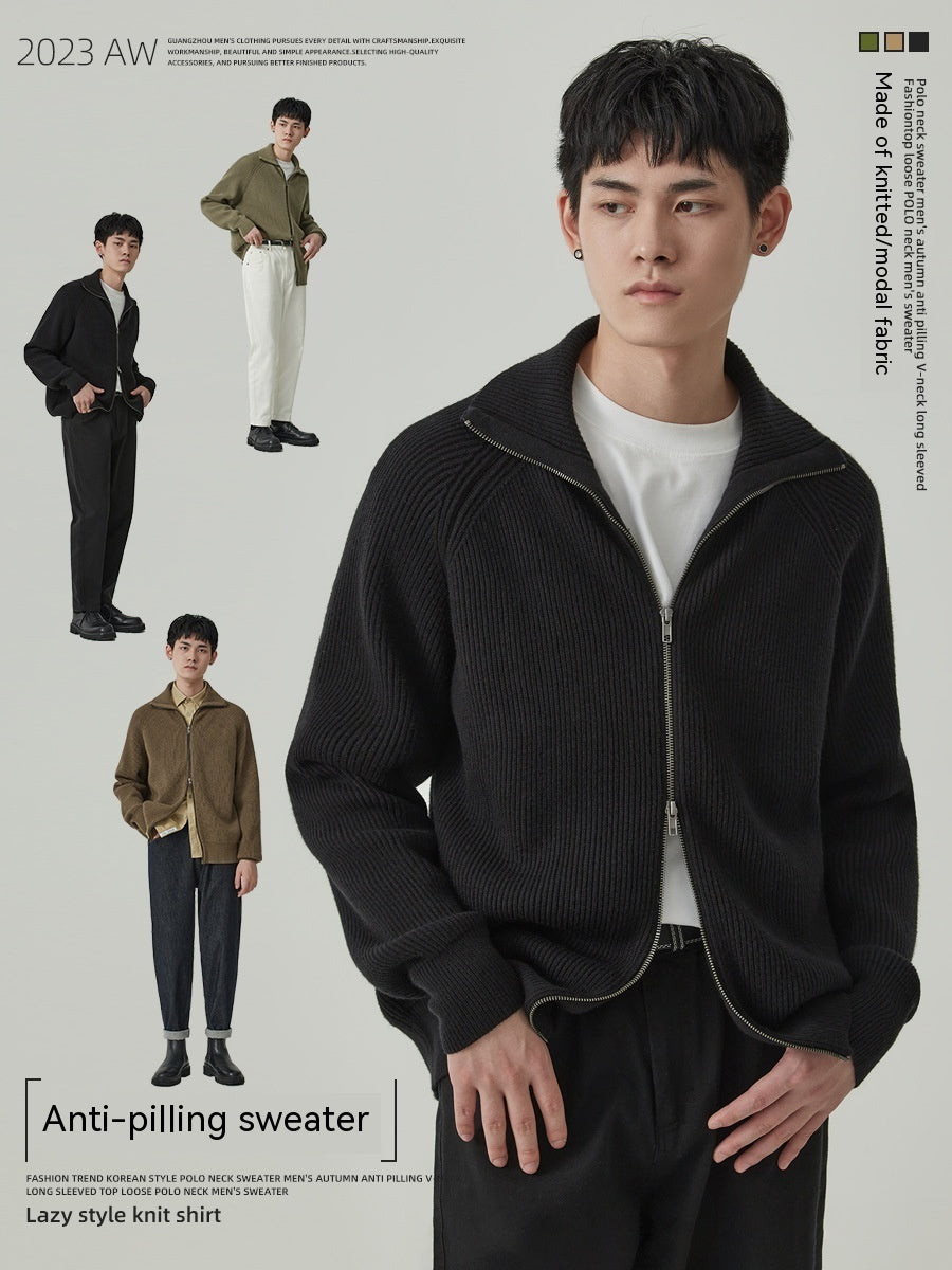 Thickened Knitting Sweater Men's Anti-Pilling Loose Cardigan Coat