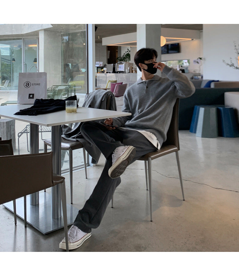 Men's Lapel Loose Korean Style Bottoming Sweater Top