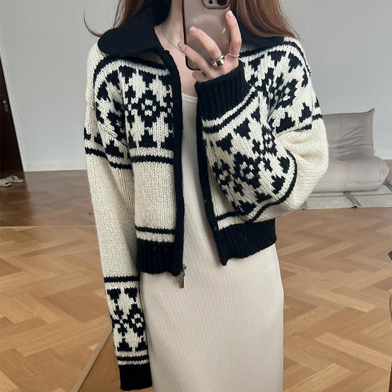 Slim-fit Slimming Lapel Sweater Women's Coat