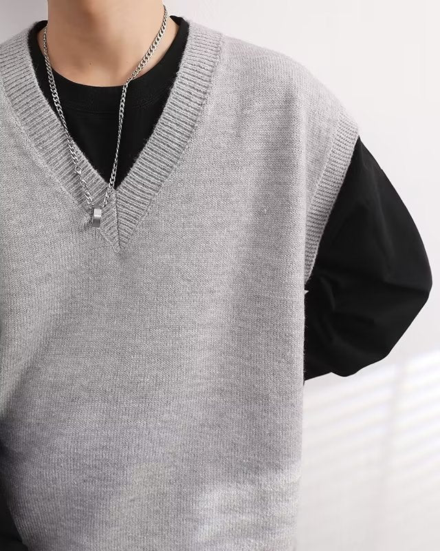 Men's V-neck Fashionable Jacket Sweater Vest Wool