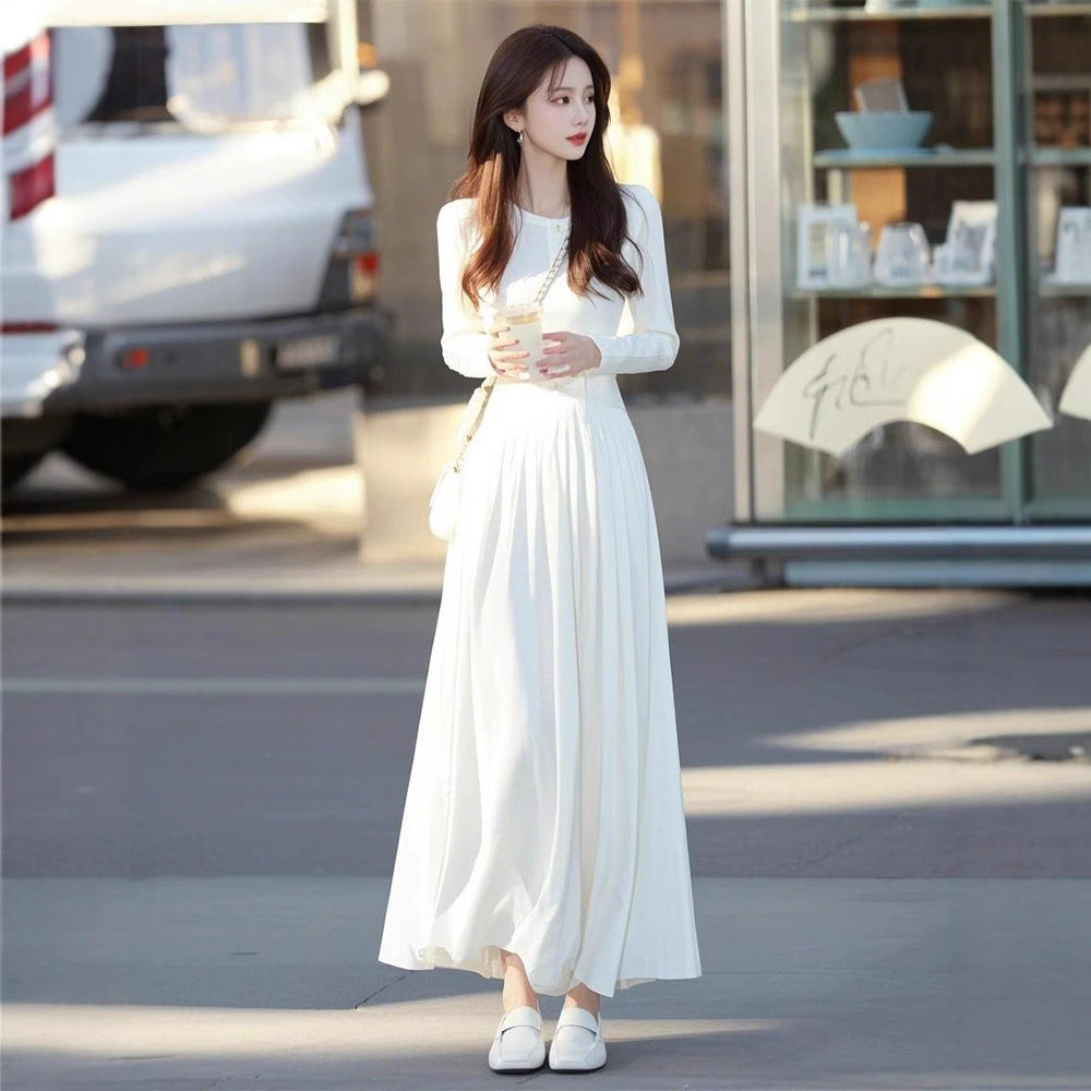 Temperament Ladies Fashion White Dress Design Sense