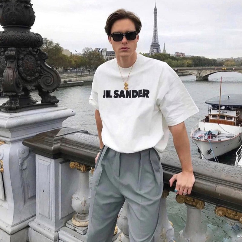 Minimalist Print Letter Short Sleeves