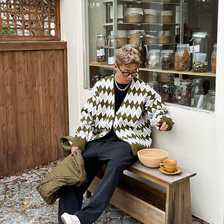 V-neck Sweater Cardigan Men's Coat Loose Sweater