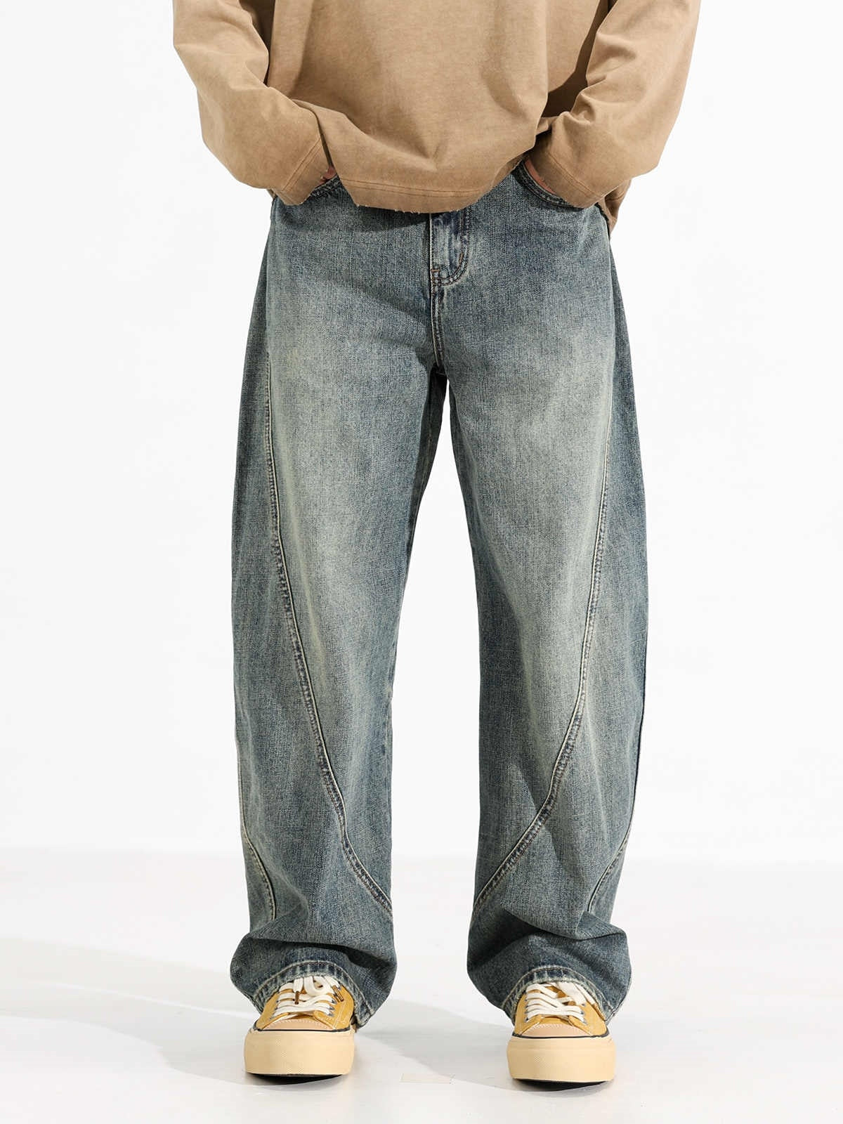 Men's Loose Wide-leg Retro Distressed Loose Jeans