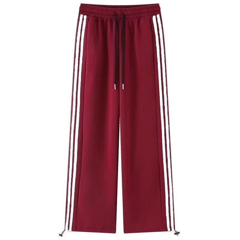 Side Striped Contrast Color Sports Casual Pants Men's Drawstring Elastic Waist