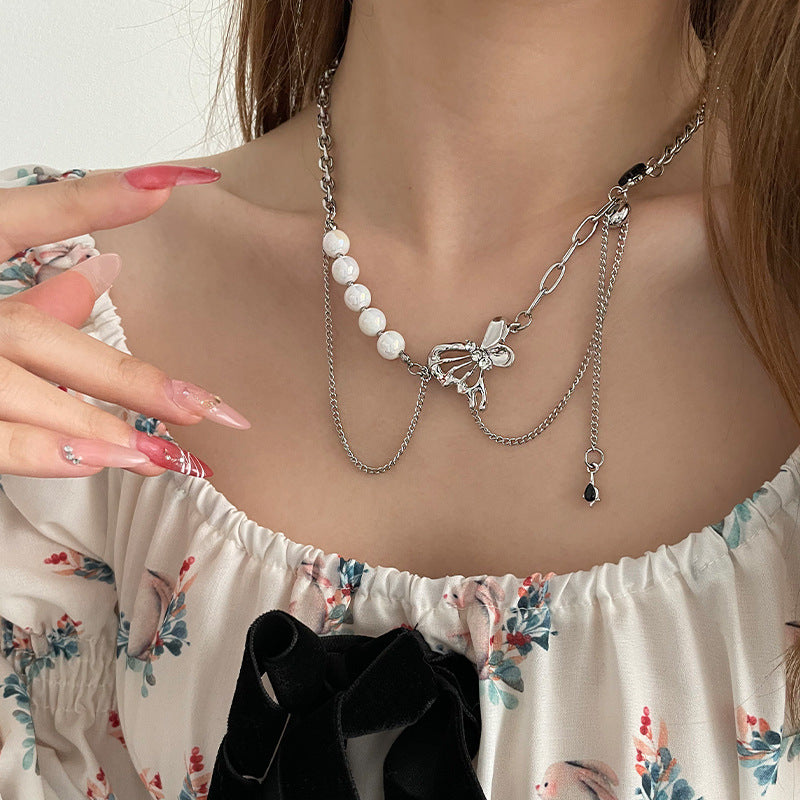 Niche Fairy Pearl Butterfly Necklace