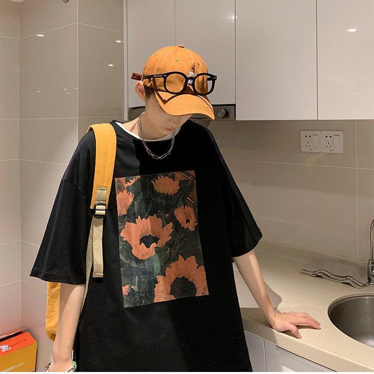 Men's Summer Loose Sunflower Printed Short-sleeved T-shirt