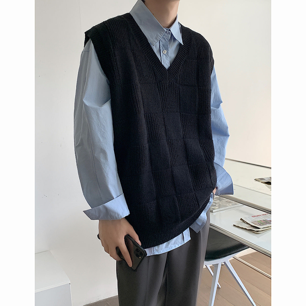 Men's V-neck Fashion Personalized Knitted Vest